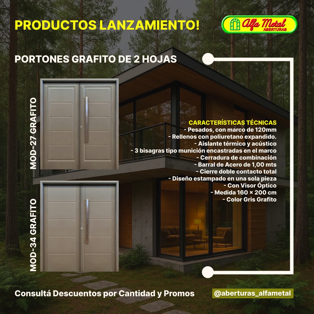 Lanzamiento portones grafito 2 hojas